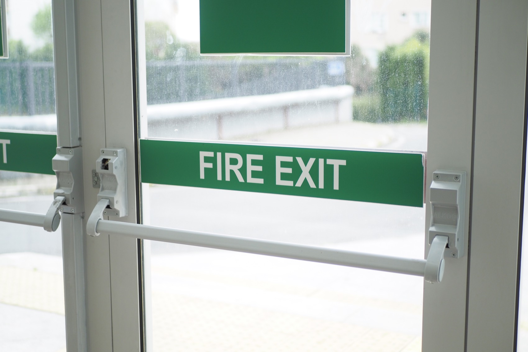 Commercial fire exit door ready for inspection